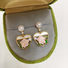 Women's Natural Freshwater Pearl Drop Earrings In Oblate Shape S925 Sterling Silver