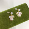 Women's Natural Freshwater Pearl Drop Earrings In Oblate Shape S925 Sterling Silver