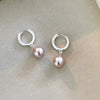 Women's Natural Freshwater Pearl Drop Shape Earrings With S925 Silver And Simple Circle Ear Buckle