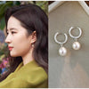 Women's Natural Freshwater Pearl Drop Shape Earrings With S925 Silver And Simple Circle Ear Buckle