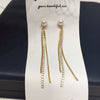 Women's Natural Freshwater Pearl Earrings Alloy Inlaid With Artificial Gemstones And Semiprecious Stones Oblate Shape Chain Tassel Colorpreserving