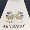 Women's Natural Freshwater Pearl Earrings Alloy Inlaid With Artificial Gemstones Semiprecious Stones Oblate Shape