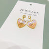 Women's Natural Freshwater Pearl Earrings In Love And Oblate Shape S925 Sterling Silver With 18K Gold