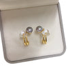 Women's Natural Freshwater Pearl Earrings In S925 Sterling Silver With Oblate And Round Shapes