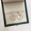 Women's Natural Freshwater Pearl Earrings In S925 Sterling Silver With Seashells Micro Zircon Butterfly Design And Oblate Shape