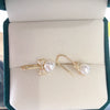 Women's Natural Freshwater Pearl Earrings Light Luxury Style Zircon Bow Ear Hook Oblate Round Shape