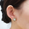 Women's Natural Freshwater Pearl Earrings Microinlaid Zircon Retro Elegant Flat Round Shape