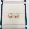 Women's Natural Freshwater Pearl Earrings Oblate Shape Wrapping Bird's Nest 18K Gold Colorpreserving