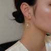 Women's Natural Freshwater Pearl Earrings Retro Exotic Style Oblate Shape