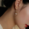 Women's Natural Freshwater Pearl Earrings Retro Exotic Style Oblate Shape