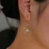 Women's Natural Freshwater Pearl Earrings Retro Exotic Style Oblate Shape
