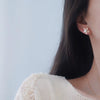 Women's Natural Freshwater Pearl Earrings S925 Sterling Silver Flat Round And Bun Round Shape