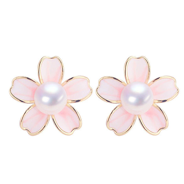 Women's Natural Freshwater Pearl Earrings S925 Sterling Silver Flat Round And Bun Round Shape