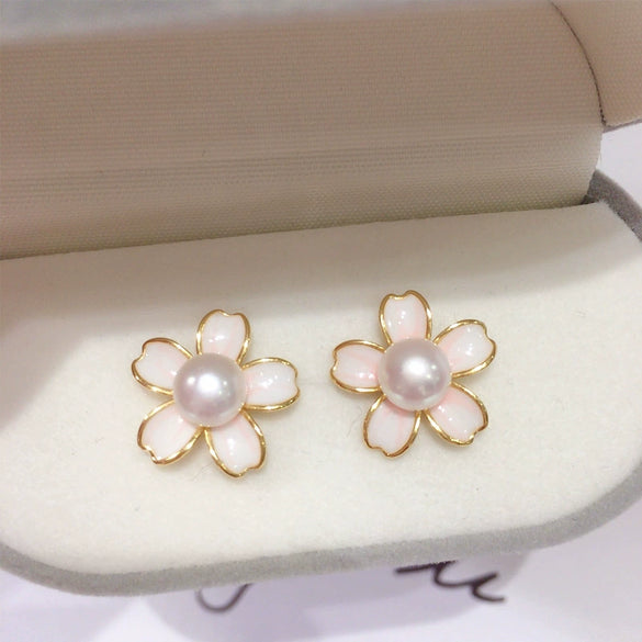 Women's Natural Freshwater Pearl Earrings S925 Sterling Silver Flat Round And Bun Round Shape