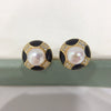 Women's Natural Freshwater Pearl Earrings S925 Sterling Silver 18K Goldfilled Oblate Shape Retro Style