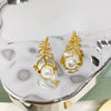 Women's Natural Freshwater Pearl Earrings S925 Sterling Silver Microinlaid Zircon Seashells Feather Oblate Style