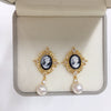 Women's Natural Freshwater Pearl Earrings S925 Sterling Silver Needle 18K Gold Anaglyph Flat Round And Bun Round Shape