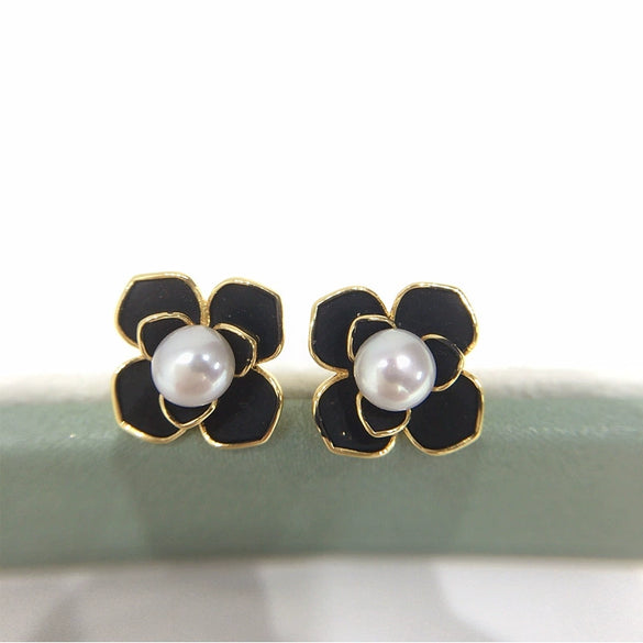Women's Natural Freshwater Pearl Earrings S925 Sterling Silver Needle 18K Goldfilled Oblate Flat Round Bun Round