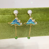 Women's Natural Freshwater Pearl Earrings S925 Sterling Silver Oblate Style
