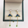 Women's Natural Freshwater Pearl Earrings S925 Sterling Silver Oblate Style