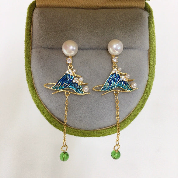 Women's Natural Freshwater Pearl Earrings S925 Sterling Silver Oblate Style