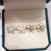 Women's Natural Freshwater Pearl Earrings S925 Sterling Silver Pin Alloy Inlaid Artificial And Semiprecious Stones Flat Round And Oblate Shape