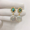 Women's Natural Freshwater Pearl Earrings With Abalone Shell In Sterling Silver And Alien Shape