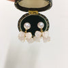 Women's Natural Freshwater Pearl Earrings With Alloy Inlaid Artificial And Semiprecious Stones And Bow Design Oblate Shape