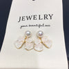 Women's Natural Freshwater Pearl Earrings With Alloy Inlaid Artificial And Semiprecious Stones And Bow Design Oblate Shape