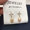 Women's Natural Freshwater Pearl Earrings With Alloy Inlaid Artificial And Semiprecious Stones In Drop And Rice Shapes