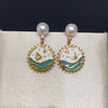 Women's Natural Freshwater Pearl Earrings With Cartoon Ocean Fish Enamel And Alloy Inlaid With Artificial Gemstones And Semiprecious Stones Oblate Shape