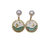 Women's Natural Freshwater Pearl Earrings With Cartoon Ocean Fish Enamel And Alloy Inlaid With Artificial Gemstones And Semiprecious Stones Oblate Shape
