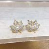 Women's Natural Freshwater Pearl Earrings With French Highgrade Zircon And Maple Leaf Design 18K Gold Colorpreserving