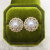Women's Natural Freshwater Pearl Earrings With Microinlaid Zircon And 18K Gold Color Preservation Oblate And Round Shape