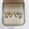Women's Natural Freshwater Pearl Earrings With Microinlaid Zircon And Oil Bow Oblate Shape