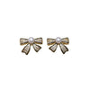 Women's Natural Freshwater Pearl Earrings With Microinlaid Zircon And Oil Bow Oblate Shape