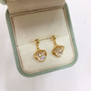 Women's Natural Freshwater Pearl Earrings With Microinlaid Zircon Oblate Shape