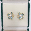 Women's Natural Freshwater Pearl Earrings With Morandi Color Fresh Zircon And Flower Design Oblate And Round Shape