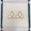Women's Natural Freshwater Pearl Earrings With Painted Threepetal Flower Design 18K Goldfilled Colorpreserving