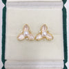 Women's Natural Freshwater Pearl Earrings With Painted Threepetal Flower Design 18K Goldfilled Colorpreserving