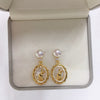 Women's Natural Freshwater Pearl Earrings With S925 Sterling Silver Needle And Sea Shell Bunny Design Oblate Shape