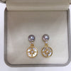 Women's Natural Freshwater Pearl Earrings With S925 Sterling Silver Needle Seashell Sixpointed Star Design Oblate Shape