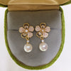 Women's Natural Freshwater Pearl Earrings With S925 Sterling Silver Pin Oblate Shape