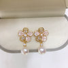 Women's Natural Freshwater Pearl Earrings With S925 Sterling Silver Pin Oblate Shape