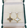 Women's Natural Freshwater Pearl Earrings With Sea Shell And Cross Stars S925 Sterling Silver Oblate And Round Shape