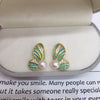 Women's Natural Freshwater Pearl Enamel Butterfly Earrings