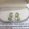 Women's Natural Freshwater Pearl Enamel Butterfly Earrings