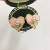 Women's Natural Freshwater Pearl Enamel Pink Love Heartshaped Earrings