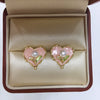 Women's Natural Freshwater Pearl Enamel Pink Love Heartshaped Earrings