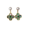 Women's Natural Freshwater Pearl Fourleaf Clover Oblate Earrings With 18K Real Gold Plating